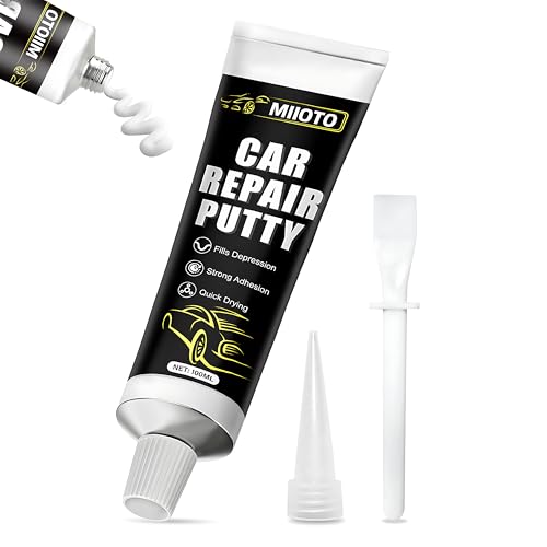 Miioto Stucco per Carrozzeria Auto, Stucco per Metallo, Ideale per Lavori di Restauro di Auto, Automobili, Barche e Altri Tipi di Ammaccature - Bianco - 100ml