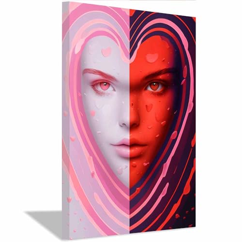 Affiche toile cœur rose TERUEA 40x60cm encadrée pour chambre fille