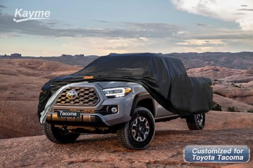 Image of Kayme Truck Cover Custom Fit Toyota Tacoma(1995-2025) Xtra /Access /Double SB. Full Exterior Heavy Duty Outdoor Pickup Truck Car Cover Waterproof All Weather.Car Tarp for Wind Sun Dust Protection.
