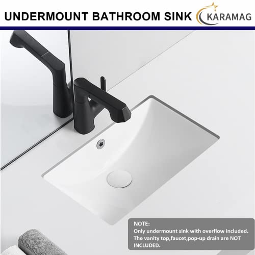 Karamag Durable Rectangle Undermount Drop In Vitreous Ceramic Lavatory Vanity Bathroom Restroom Sink Pure White (18.7"X11.9") #TOP4