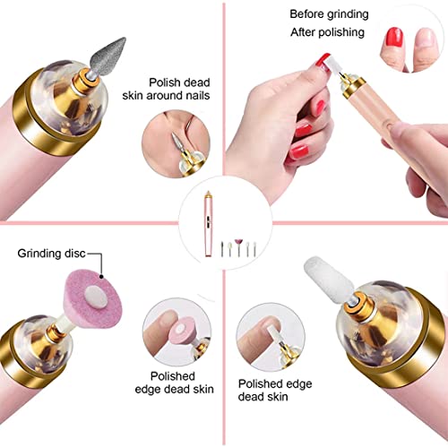 BODYA Electric Nail Drill Sander Set Nail Polishing Machine with Light 5 in 1 Nails Grinder Drill Portable Mini Manicure Art Pen Tools for Gel Removing - Image 3
