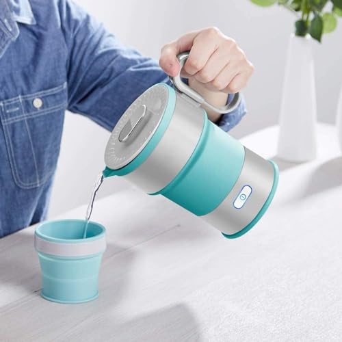 Image of Portable Collapsible Electric Kettle with Handle, Foldable Silicone Travel Water Boiler, Mini Electric Cup for Tea Coffee Camping Office Use, Lightweight & Compact (MULTICOLOUR)