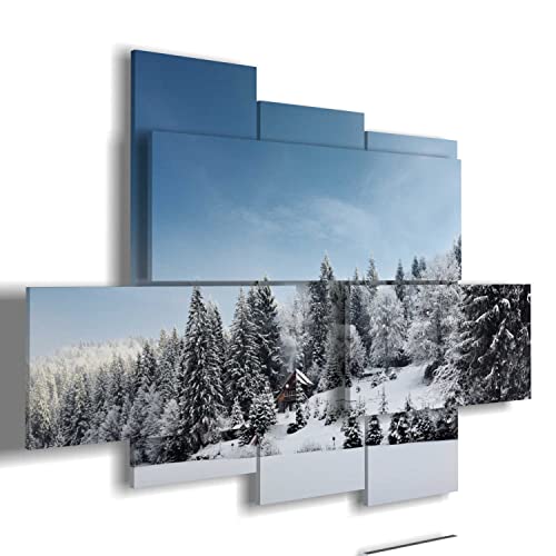 duudaart quadri invernali di montagna moderni - multilivello 3D - quadro moderno paesaggi neve ghiaccio inverno - stampa da parete per soggiorno e camera letto
