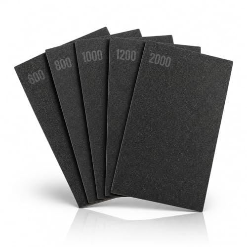 Image of APPLES 600,800,1000,1200,2000 Grit Silicon Carbide Sandpaper, Electro Coated Latex Waterproof Abrasive Paper for Wet & Dry Sanding, Auto, Wood & Metal Polishing (Pack Of 5)