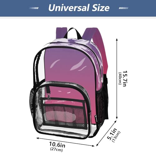 Travel Clear Backpack Floral Boys Backpacks for Girls See through Approved Bag Ombre Violet Cerise Gradient4