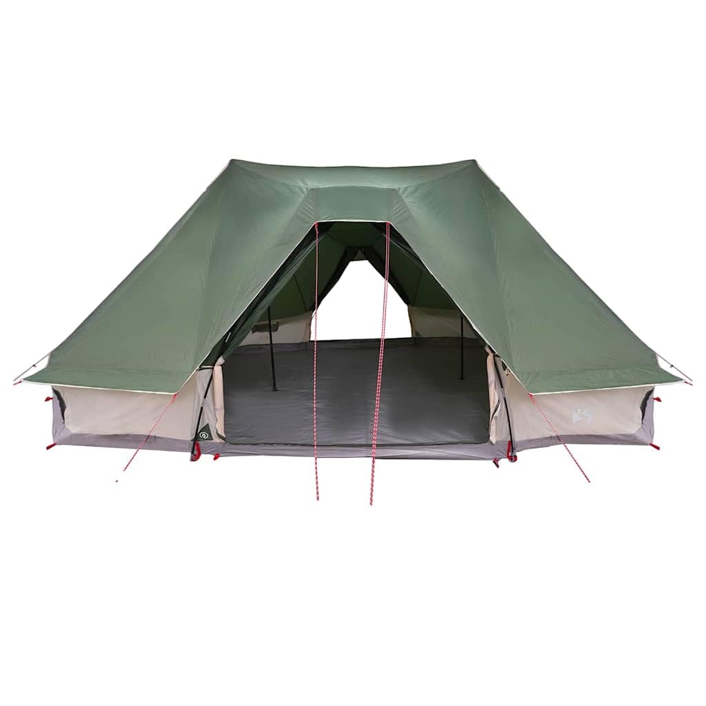 Tipi Namiot rodzinny Taffetas 466 x 310 x 240 cm z zielonym dachem, portem E i hakiem wiszącym na taras, kemping