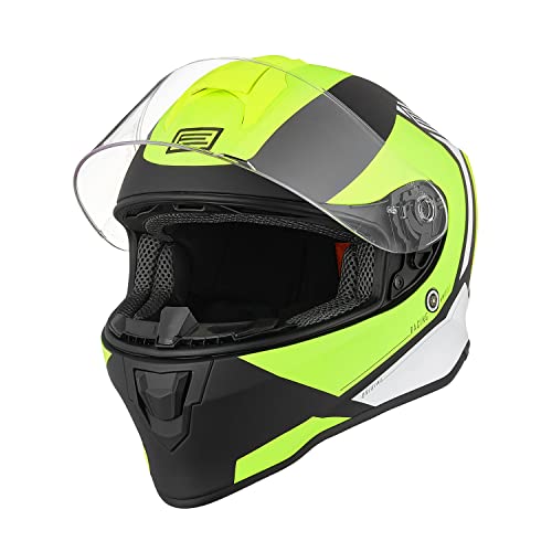 ORIGINE Casco Moto Integral con Visera para Adultos y Niños Homologado ECE (Bolt Matt FLIO YELLOEW Black,L)