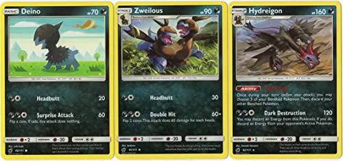 Hydreigon 62/111 - Crimson Invasion - Pokemon Evolution Card Set - Zwellous Deino - 3 Rare Card lot