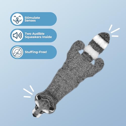 Image of Best Pet Supplies Squeaky Dog Toys with Soft Durable Fabric for Small, Medium and Large Pets Interactive Toy for Indoor Play, Supports Active Biting and Play - Raccoon, Medium