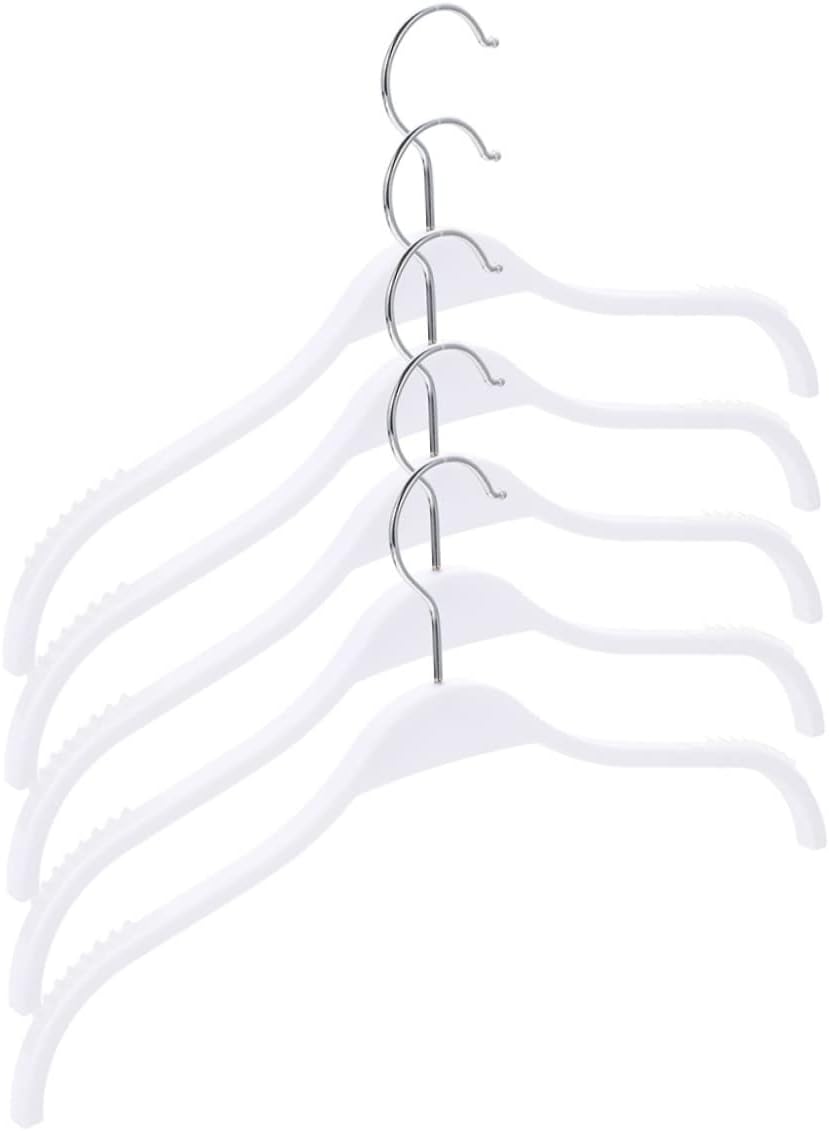 Cabilock 5Pcs Heavy Duty Non-Slip Clothes Hangers Clips Traceless Plastic Hangers for Coats Pants and Dresses for Home Storage and Organization