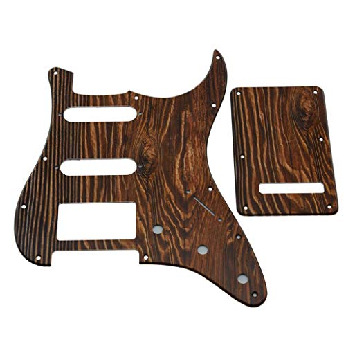 Pickguard Strat HSS Dopro effet bois avec plaque arrière Tremolo pour guitare Fender ST