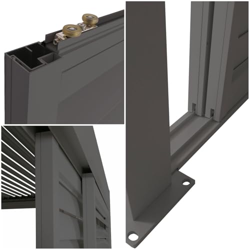 4er-Set Aluminium Schiebetür für Pergola HWC-L46, Terrassenüberdachung, Lamellenpaneel Modul, 206x369cm - anthrazit