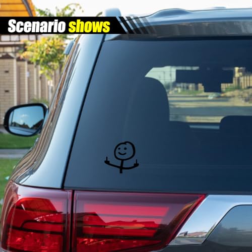 Image of KITUREK Car Fuck You Meme Vinyl Sticker Decal, Black, Small | Funny Personalised Cartoon Middle Finger Sticker, Fit for Cars Windows Bumpers Trucks Motorcycles or Any Other Smooth Surface