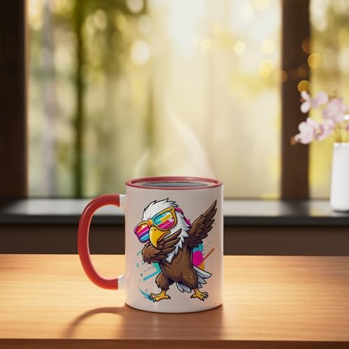 Taza de cerámica colorida para niños con diseño de águila miniatura 3
