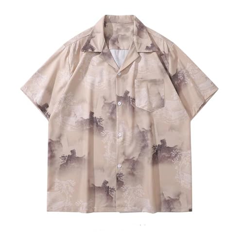 T-shirt homme imprimé style chinois vintage à coupe large fluide