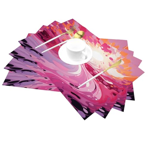 Sets de table pour cuisine et extérieur motif soleil rose abstrait - 2