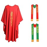 BLESSUME Church Priest Lent Chasuble Worship Vestments with Reversible Stole