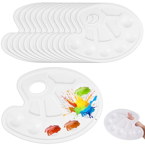 12 Piezas Paleta Universal para Manualidades,Bandejas Plastico Paleta Pintura Acrilica,Plástico Paletas de Pintura con Orificio para Clases de Bellas Artes,Cursos de Arte,Manualidades para Fiestas