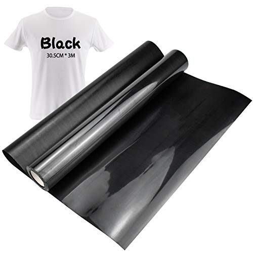 NATEE Película de Transferencia, Película Transferencia en Tela, Película de Transferencia Textil, Papel Camiseta Textil, Transfer Paper 30.5CM*3M Negro Termoadhesivo