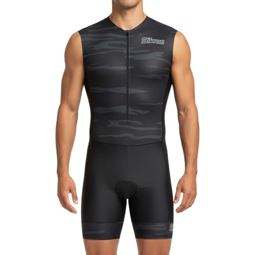 Mono de ciclismo para hombre con acolchado de gel, de una pieza, trisuit, top de bicicleta, diseño sublimado corto, M