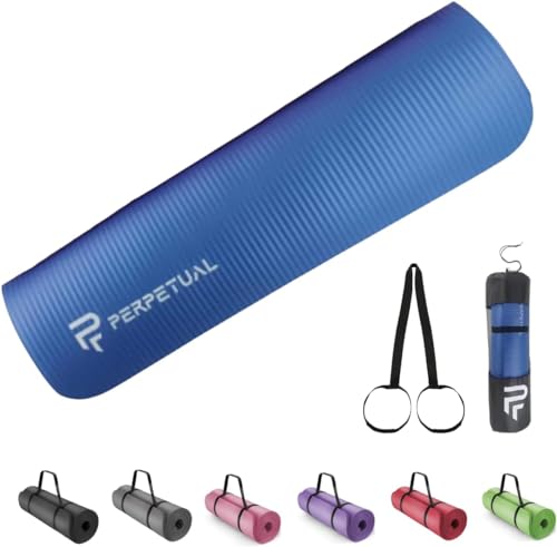 PERPETUAL Esterilla de Yoga y Pilates 10/15mm   Mat Antideslizante   Con Correa y Bolsa de Transporte   Colchoneta Gruesa y Plegable   Hombre/Mujer   Gimnasia, Fitness y Ejercicios   Gimnasio en Casa