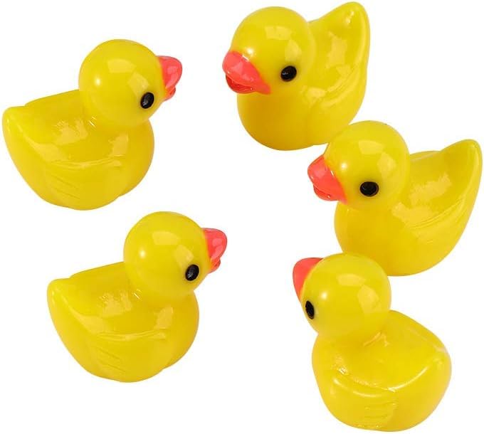 Lot De 100 Mini Canards En Résine – 50 Jaunes + 50 Colorés, 1,6 Cm – Déco Miniature, Gâteaux, Jardin, Anniversaire