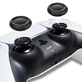 ShotR PS5 コントローラー 交換用スティックキャップ 2個キット PS4 コントローラー/PS5 コントローラー/PS5 コントローラー Edge ハンドル 交換用ジョイスティックキャップ 周辺機器 ホコリ防止 全面保護 快適なグリップ 取り付け簡単 ブラック