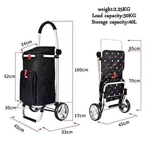 HLR Einkaufstrolley Einkaufswagen Warenkorb 2 Radlager Oxford wasserdichtes Gewebe Faltbare Push-Pull-Legierung ‚D Push… – Bild 3