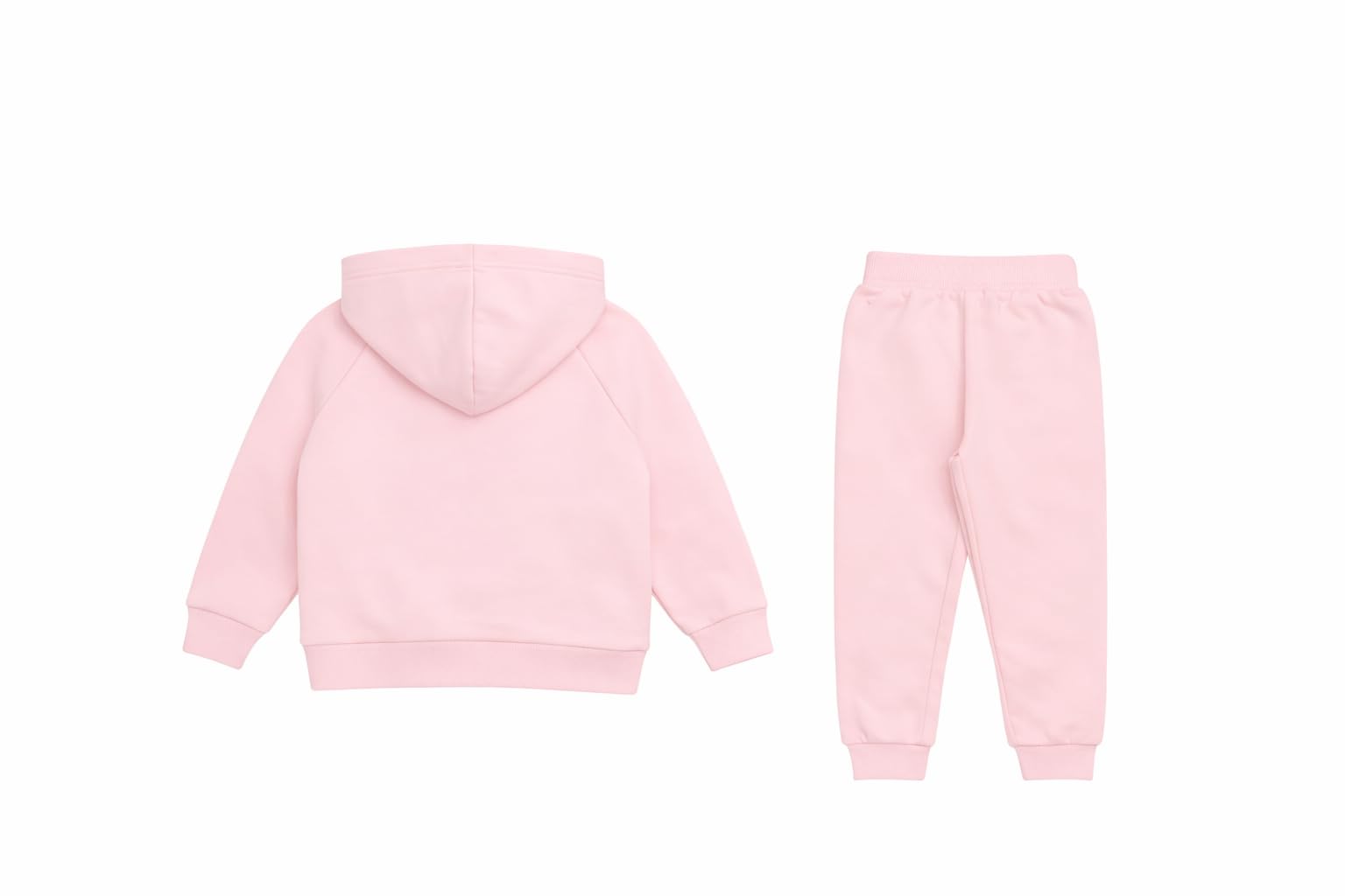 BlueY Survêtement Fille Rose Ensemble 2 Pièces Sweat à Capuche et Pantalon 100% Coton 12 Mois – 6 Ans
