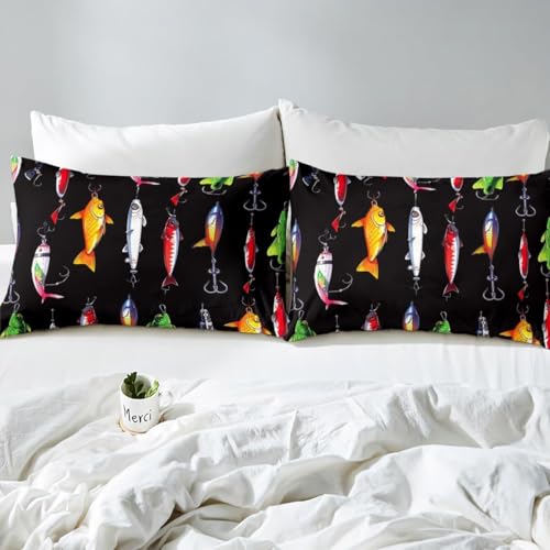 Colorful Fish Bedding Set, King Size Duvet Cover With Fishing Hook Theme, Sea Animal Comforter Cover for Kids Boys, Girls - Image 4