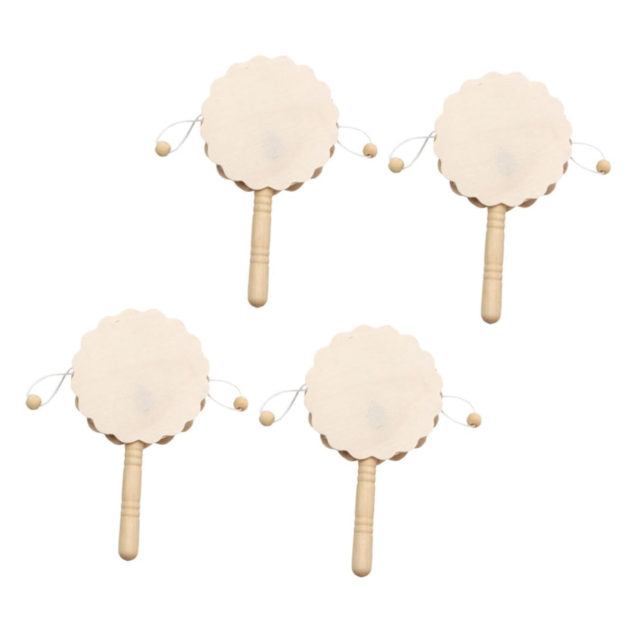Milisten – Kit De 4 Tambours à Hochet En Bois Brut – À Peindre – DIY Enfant – Instrument Percussion – Dès 3 Ans