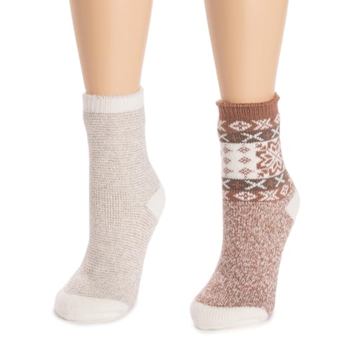 Image of MUK LUKS Women's Women's 2 Pair Pack Heat Retainer Crew Socks