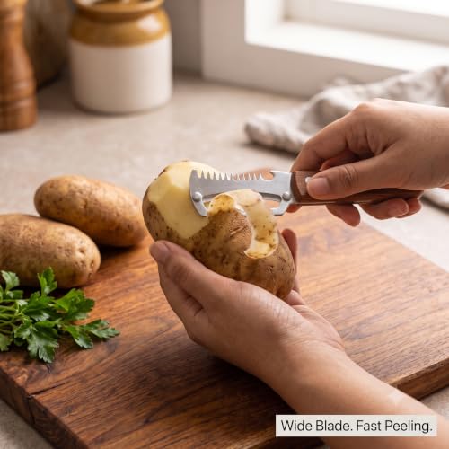 Image of Vegetable Peeler Combo Pack of 2 Stainless Steel with Wooden Handle
