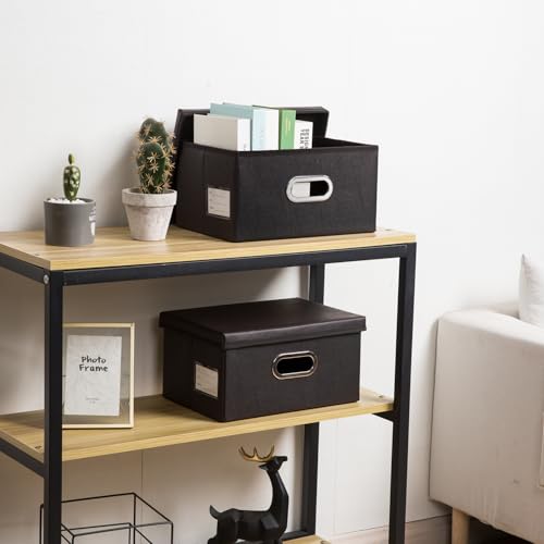 PRANDOM Aufbewahrungsbox mit Deckel Kleiner,Schwarz(1-stück) 34x24x17cm – Ansicht 2