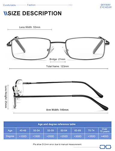Image of SKYWAY Mens Reading Glasses Blue Light Blocking, Stylish Metal Frame Computer Readers for Men Anti Glare UV Protection