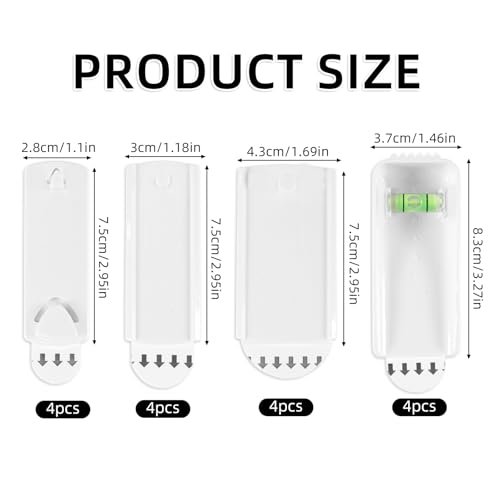 Image of 16 Pcs Large Universal Frame Hanger,Multi Style Damage Free Picture Hanging Hooks Heavy Duty,No Nails Plastic Picture Hooks