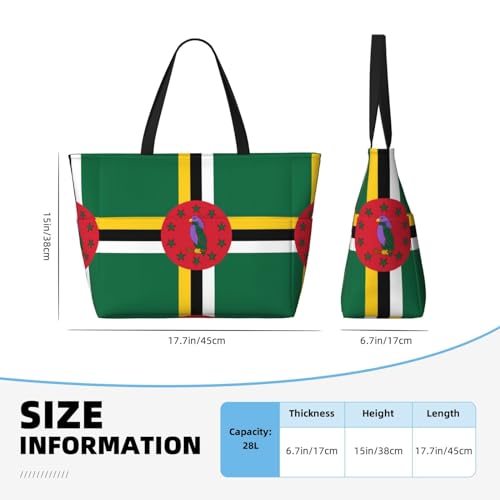 Flag of the Commonwealth of Dominica It is a large-capacity beach travel bag made of 100% polyester and has 7 pockets that can hold a lot of items.4