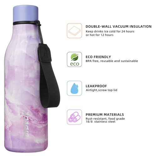 Image of BJPKPK Insulated Water Bottles, 18 oz Stainless Steel Metal Water Bottle with Strap, BPA Free Leak Proof Jugs, Mugs, Flasks, Reusable Thermal Flasks for Sports & Travel, Dawn