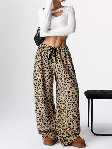 Image of ZAFUL Women's Fuzzy Plush Pajama Pants Wide Leg Pj Bottoms Lounge Pants
