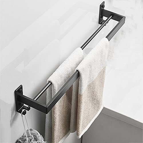 Porte-serviettes double noir mat mural sans perçage pour douche