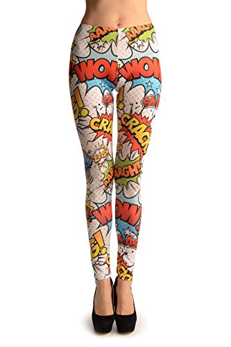 Leggings multicolore imprimé original Wow Collage LissKiss coupe stretch taille unique