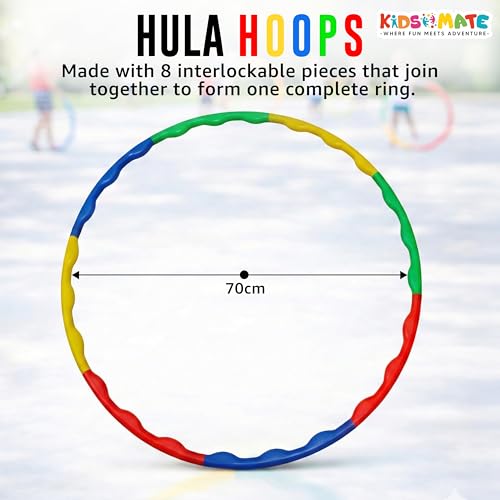 Image of Kidsmate Adjustable Hula Hoop for Kids & Adults | Lightweight Detachable 8-Piece Interlocking Ring for Fitness, Balance & Coordination | Fun Exercise Toy, Indoor & Outdoor Play - Multicolor