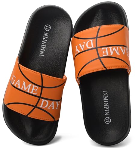 INMINPIN Kids Boys Girls Ball Sports Slides Sandals Ultra Comfortable Beach Pool Shower Shoes House Slide Indoor Outdoor for Sports Fan