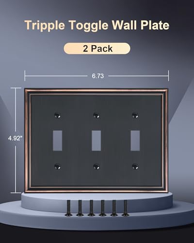 Placas de interruptor de luz triple metálicas para sustituir plástico viejo 3