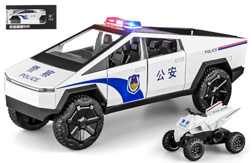 Image of 1:24 Scale Exclusive Alloy Metal Pull Back Die-cast Car Scale Model with Sound Light Mini Auto Toy for Kids Metal Model Toy Car with Sound and Light?(Tesla -Police CAR -Multicolor)