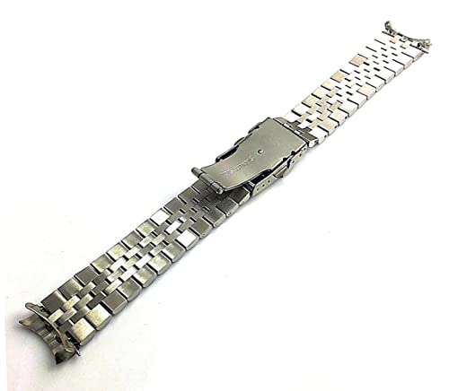 Image of Replacement 20mm Stainless Steel Polished Silver Jubilee Type Watch Band Strap Solid Screw Link Bracelet Curved End Double Lock Buckle