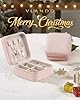Vlando Travel Jewelry Case - Stocking Stuffers for Teen Girls - Small Jewelry Travel Organizer Box Travel Essentials Christmas Gift for Women Girl - Pink #3