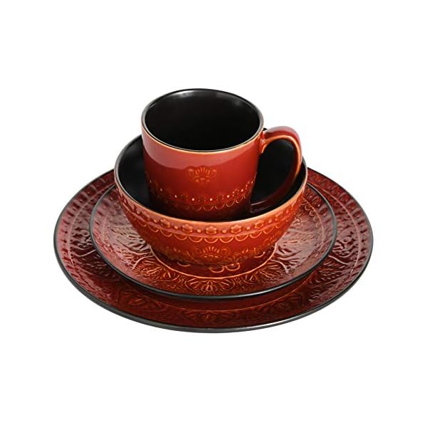 Gibson Elite Milanto 16 Piece Dinnerware Set, Red The Home Kitchen Store