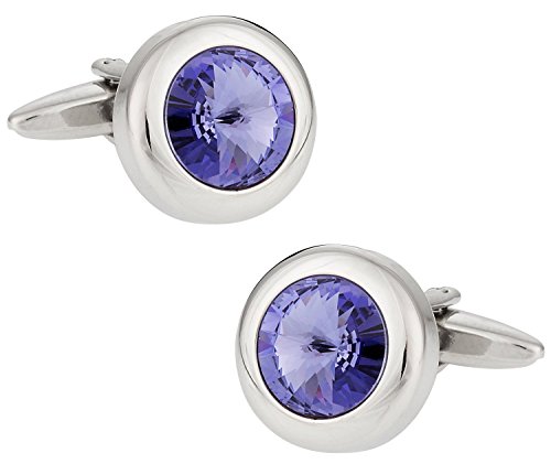 Cuff-Daddy Purple Solitaire Crystal Cufflinks with Presentation Box