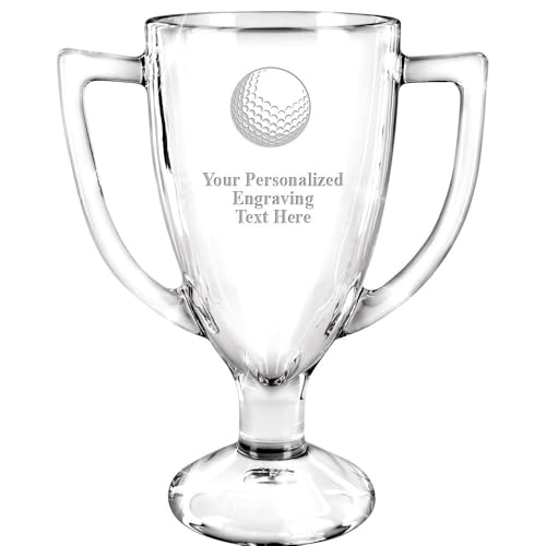 Image of Crown Awards 7 inch Custom Engraved Cup Trophy, Personalized Glass Cup Award with Your Text